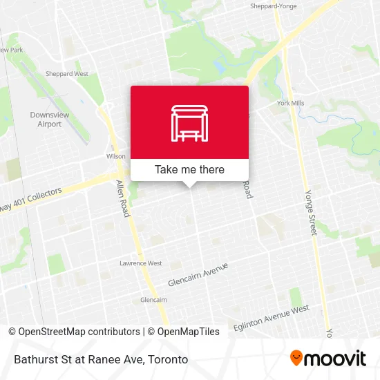 Bathurst St at Ranee Ave map