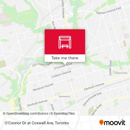 O'Connor Dr at Coxwell Ave map