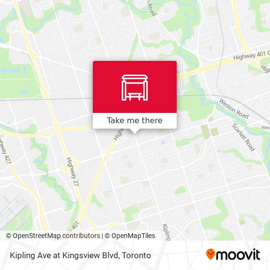 Kipling Ave at Kingsview Blvd map