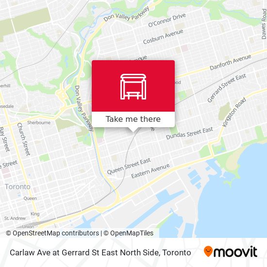 Carlaw Ave at Gerrard St East North Side map