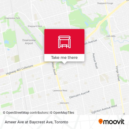 Ameer Ave at Baycrest Ave map