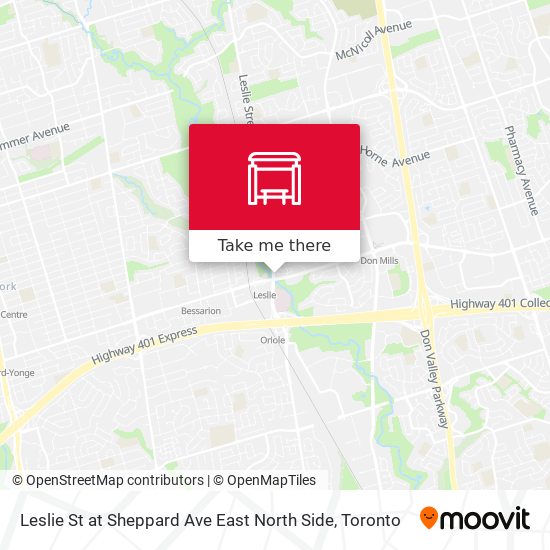 Leslie St at Sheppard Ave East North Side map