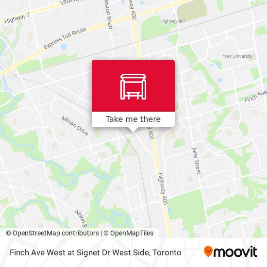Finch Ave West at Signet Dr West Side map