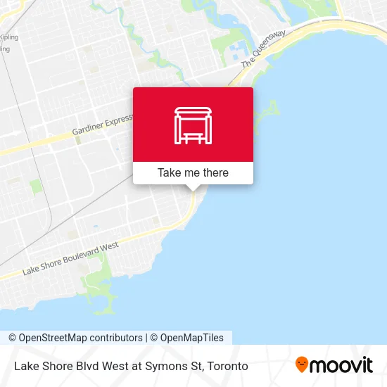 Lake Shore Blvd West at Symons St map