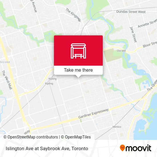 Islington Ave at Saybrook Ave map