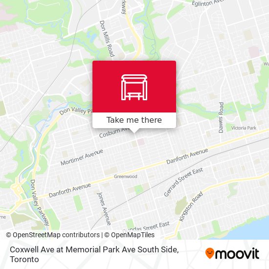 Coxwell Ave at Memorial Park Ave South Side map