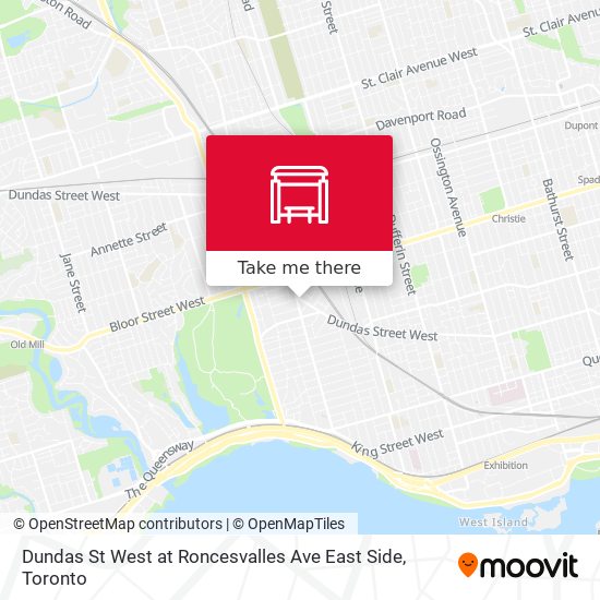 Dundas St West at Roncesvalles Ave East Side map