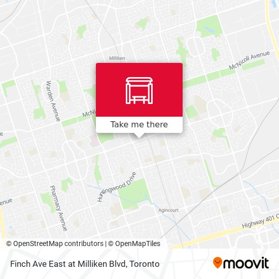 Finch Ave East at Milliken Blvd map