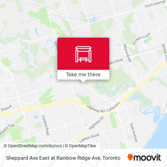 Sheppard Ave East at Rainbow Ridge Ave map
