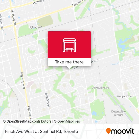 Finch Ave West at Sentinel Rd map
