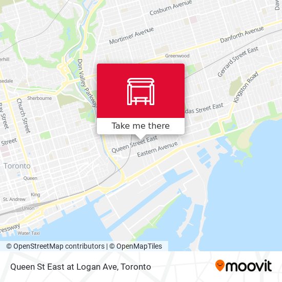 Queen St East at Logan Ave map