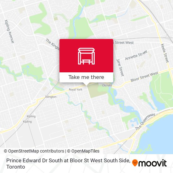 Prince Edward Dr South at Bloor St West South Side map