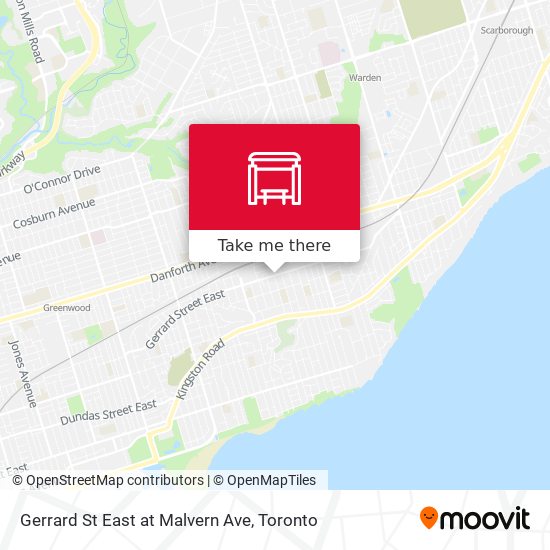Gerrard St East at Malvern Ave map