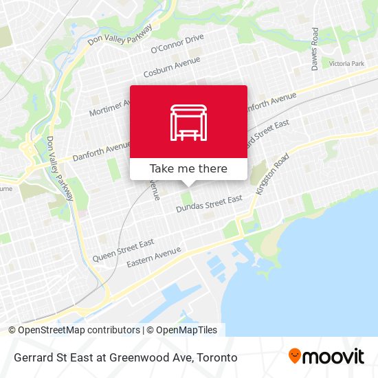 Gerrard St East at Greenwood Ave map