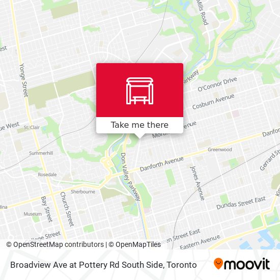 Broadview Ave at Pottery Rd South Side map