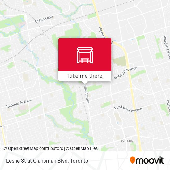 Leslie St at Clansman Blvd map