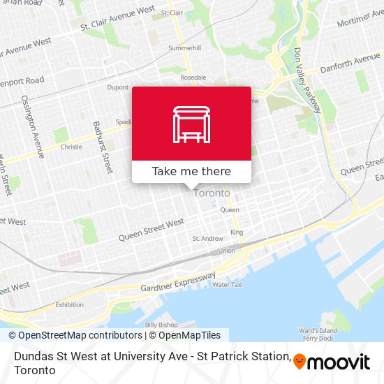 Dundas St West at University Ave - St Patrick Station map
