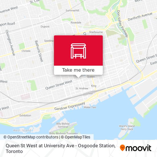 Queen St West at University Ave - Osgoode Station map