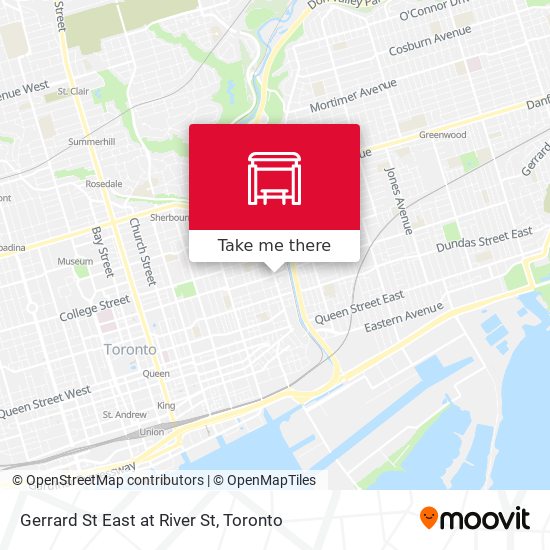 Gerrard St East at River St map