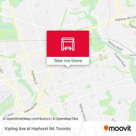 Kipling Ave at Hayhurst Rd map
