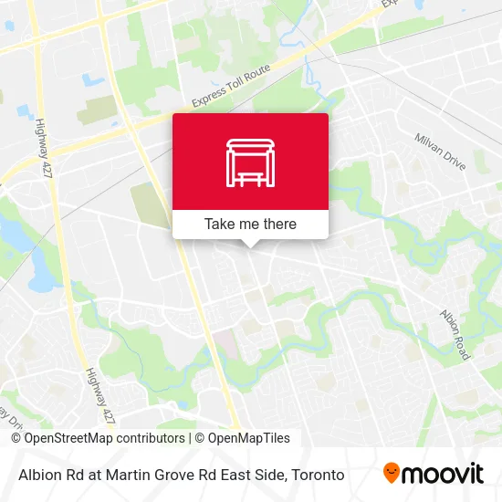 Albion Rd at Martin Grove Rd East Side map
