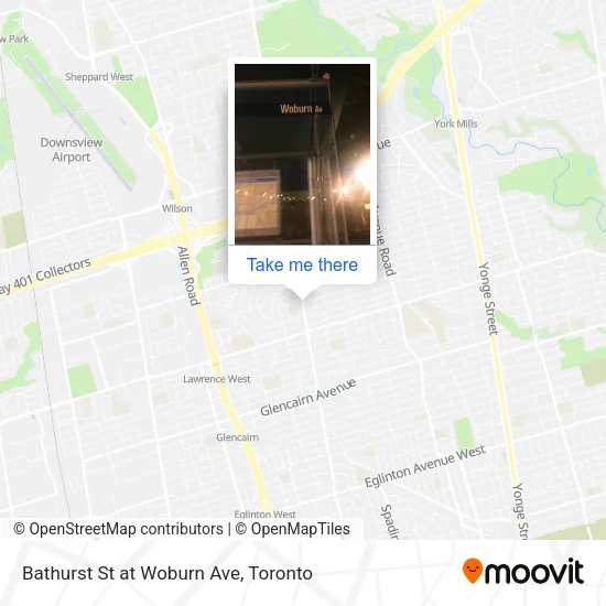 Bathurst St at Woburn Ave map