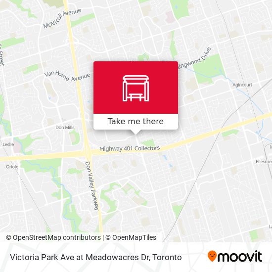 Victoria Park Ave at Meadowacres Dr map