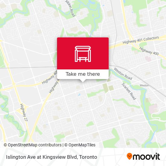 Islington Ave at Kingsview Blvd map