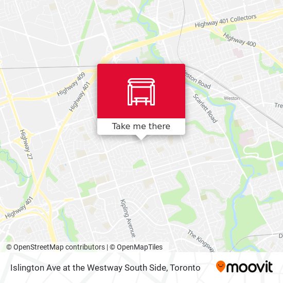 Islington Ave at the Westway South Side map