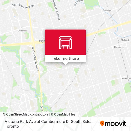 Victoria Park Ave at Combermere Dr South Side map