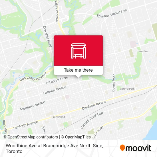 Woodbine Ave at Bracebridge Ave North Side map