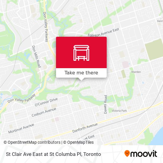 St Clair Ave East at St Columba Pl map
