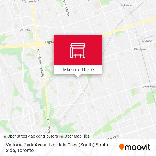 Victoria Park Ave at Ivordale Cres (South) South Side map