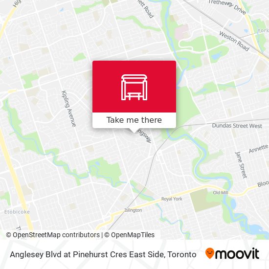 Anglesey Blvd at Pinehurst Cres East Side map