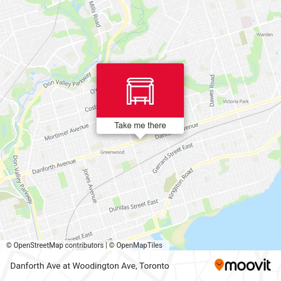 Danforth Ave at Woodington Ave map