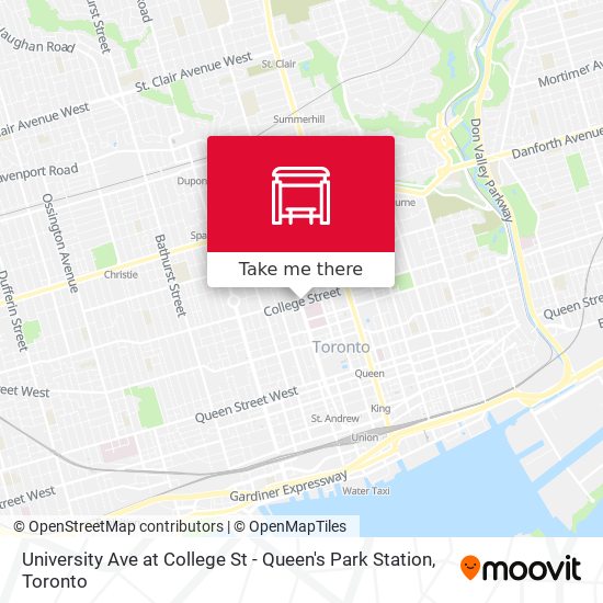 University Ave at College St - Queen's Park Station map