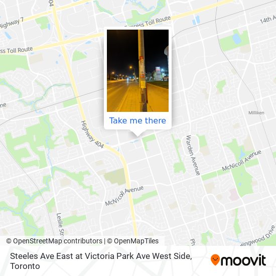 Steeles Ave East at Victoria Park Ave West Side map