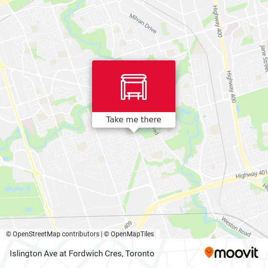Islington Ave at Fordwich Cres map
