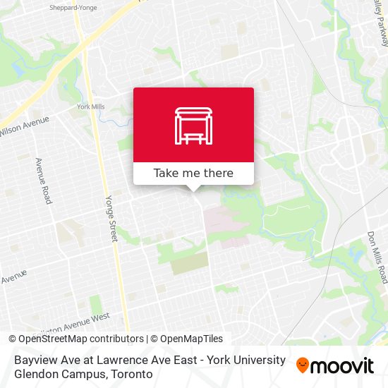 Bayview Ave at Lawrence Ave East - York University Glendon Campus map