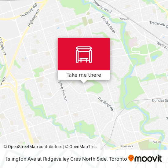 Islington Ave at Ridgevalley Cres North Side map