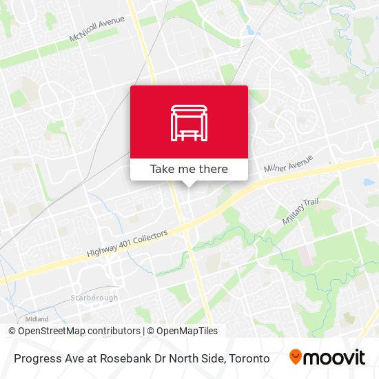 Progress Ave at Rosebank Dr North Side map