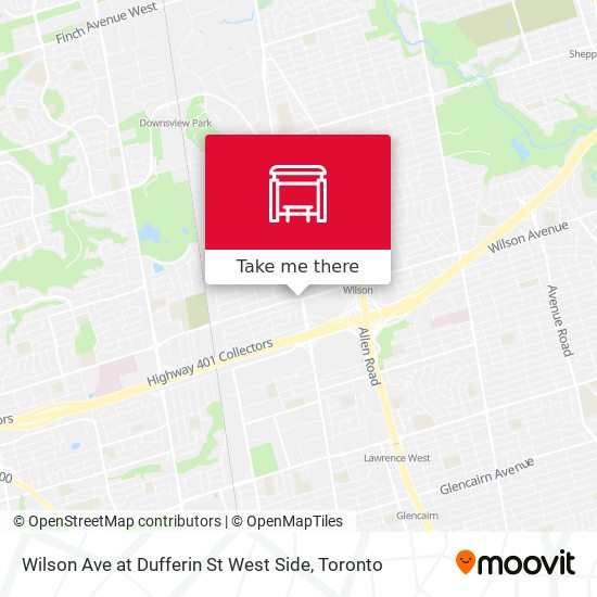 Wilson Ave at Dufferin St West Side map