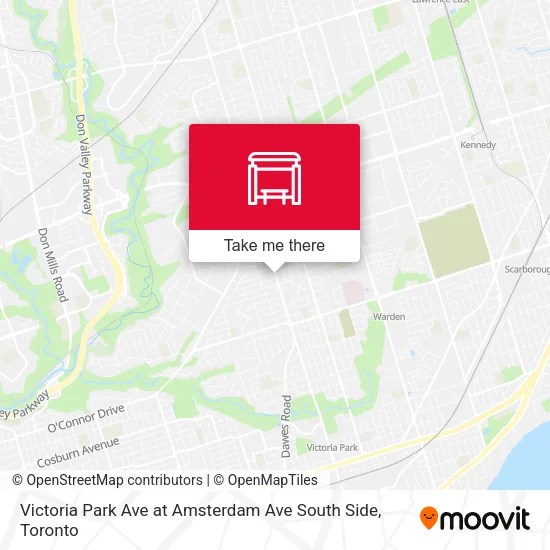 Victoria Park Ave at Amsterdam Ave South Side map