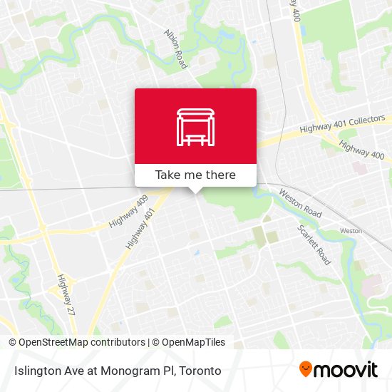 Islington Ave at Monogram Pl map