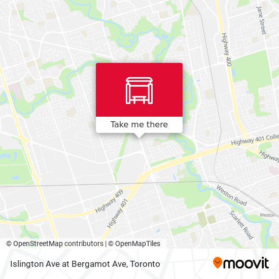 Islington Ave at Bergamot Ave map