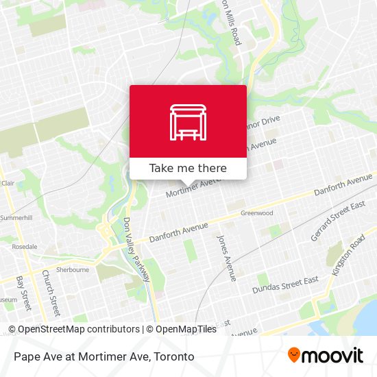 Pape Ave at Mortimer Ave map