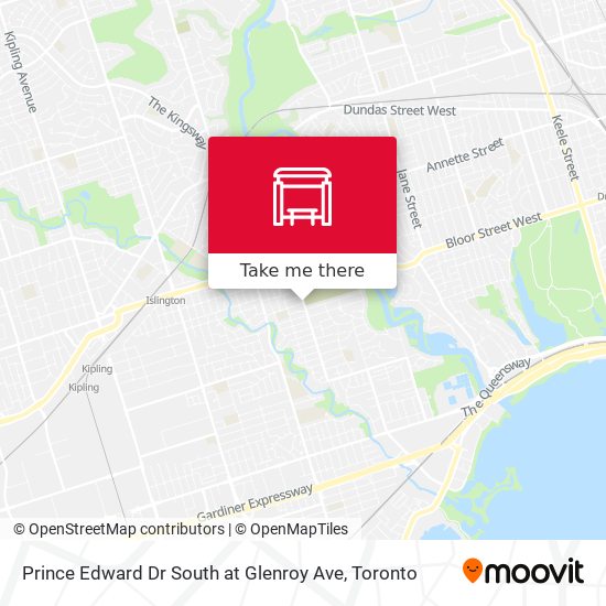 Prince Edward Dr South at Glenroy Ave map