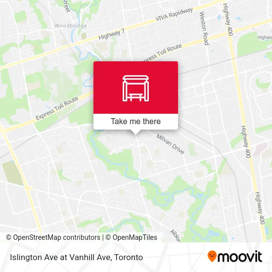 Islington Ave at Vanhill Ave map