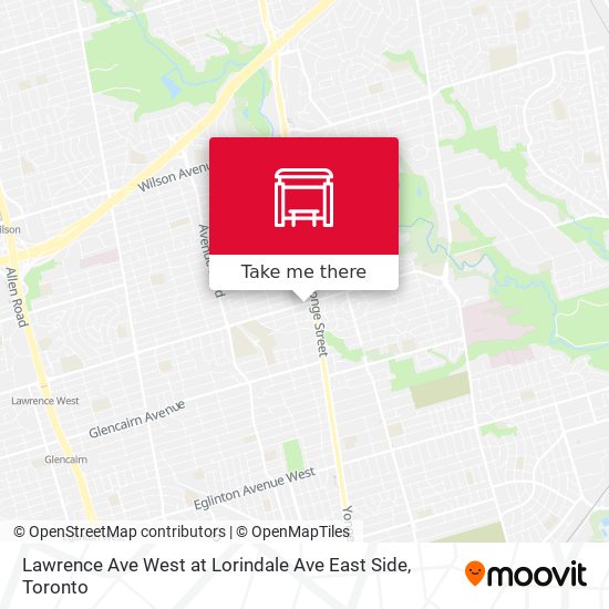 Lawrence Ave West at Lorindale Ave East Side map