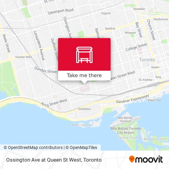 Ossington Ave at Queen St West map